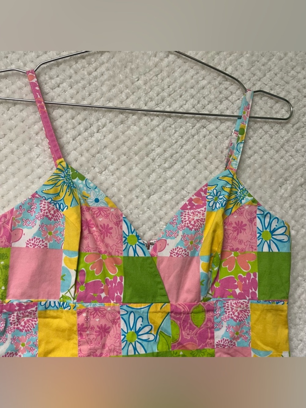 Lilly Pulitzer Vintage Patchwork Dress Colorful Floral Cotton Blend Beach Sz 6 - Picture 4 of 16